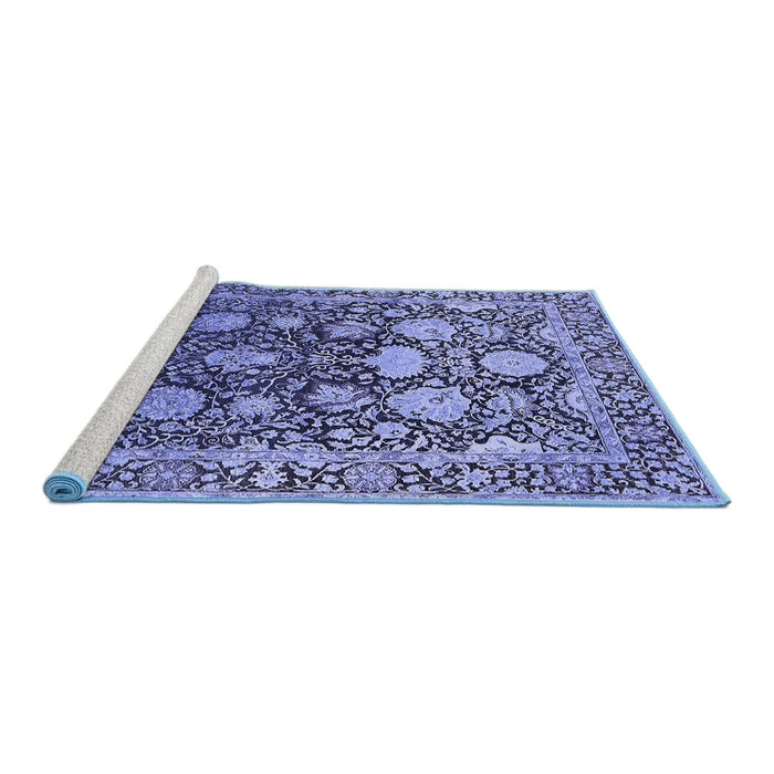 Sideview of Machine Washable Oriental Blue Industrial Rug, wshurb1519blu