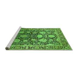 Sideview of Machine Washable Oriental Green Industrial Area Rugs, wshurb1519grn