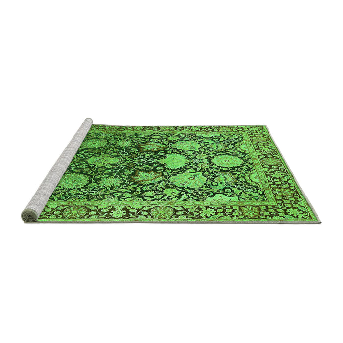 Sideview of Machine Washable Oriental Green Industrial Area Rugs, wshurb1519grn