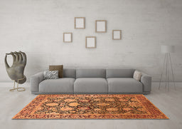 Machine Washable Oriental Orange Industrial Area Rugs in a Living Room, wshurb1519org