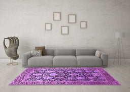 Machine Washable Oriental Purple Industrial Area Rugs in a Living Room, wshurb1519pur