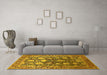 Machine Washable Oriental Yellow Industrial Rug in a Living Room, wshurb1519yw