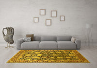 Machine Washable Oriental Yellow Industrial Rug, wshurb1519yw