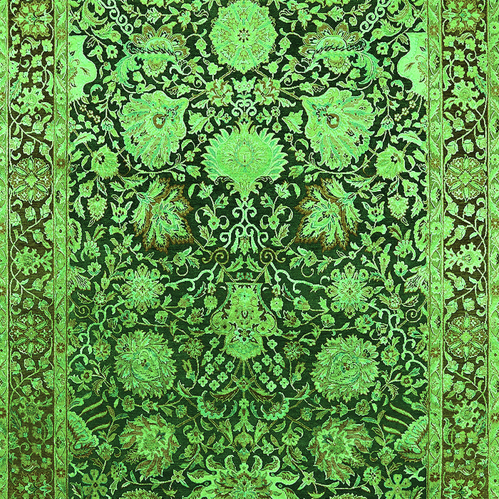 Machine Washable Oriental Green Industrial Area Rugs, wshurb1519grn