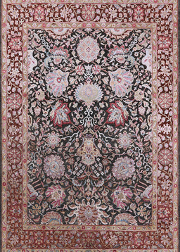 Mid-Century Modern Silver Pink Oriental Rug, urb1519