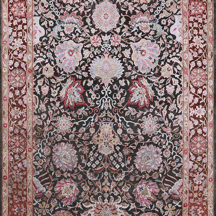 Mid-Century Modern Silver Pink Oriental Rug, urb1519