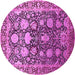 Round Oriental Pink Industrial Rug, urb1519pnk