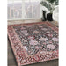 Mid-Century Modern Silver Pink Oriental Rug in Family Room, urb1519