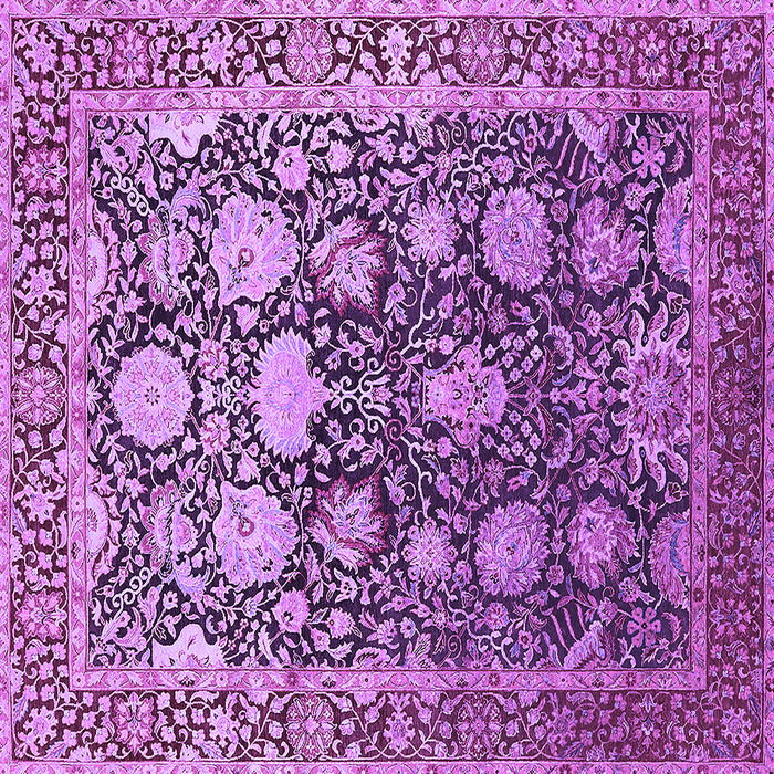 Square Machine Washable Oriental Purple Industrial Area Rugs, wshurb1519pur