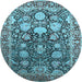 Round Oriental Light Blue Industrial Rug, urb1519lblu