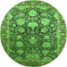 Round Oriental Green Industrial Rug, urb1519grn