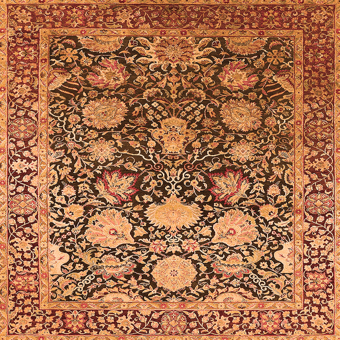 Square Oriental Orange Industrial Rug, urb1519org