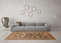 Machine Washable Oriental Brown Industrial Rug in a Living Room,, wshurb1519brn