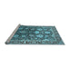 Sideview of Machine Washable Oriental Light Blue Industrial Rug, wshurb1519lblu