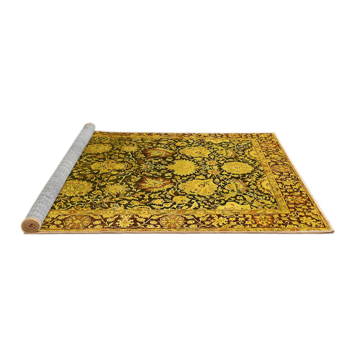 Sideview of Machine Washable Oriental Yellow Industrial Rug, wshurb1519yw