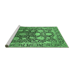 Sideview of Machine Washable Oriental Emerald Green Industrial Area Rugs, wshurb1519emgrn