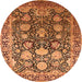 Round Oriental Orange Industrial Rug, urb1519org