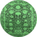 Round Oriental Emerald Green Industrial Rug, urb1519emgrn