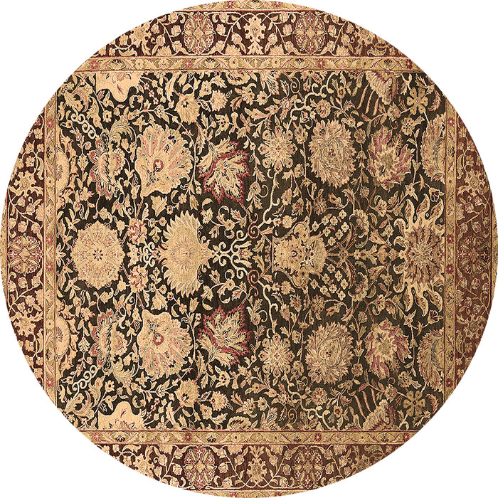 Round Machine Washable Oriental Brown Industrial Rug, wshurb1519brn