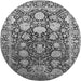 Round Oriental Gray Industrial Rug, urb1519gry