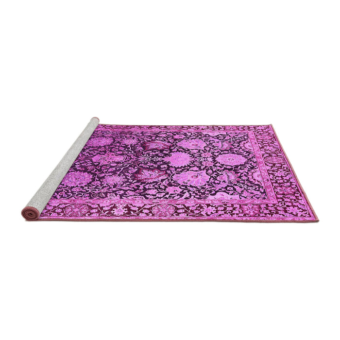 Sideview of Machine Washable Oriental Pink Industrial Rug, wshurb1519pnk