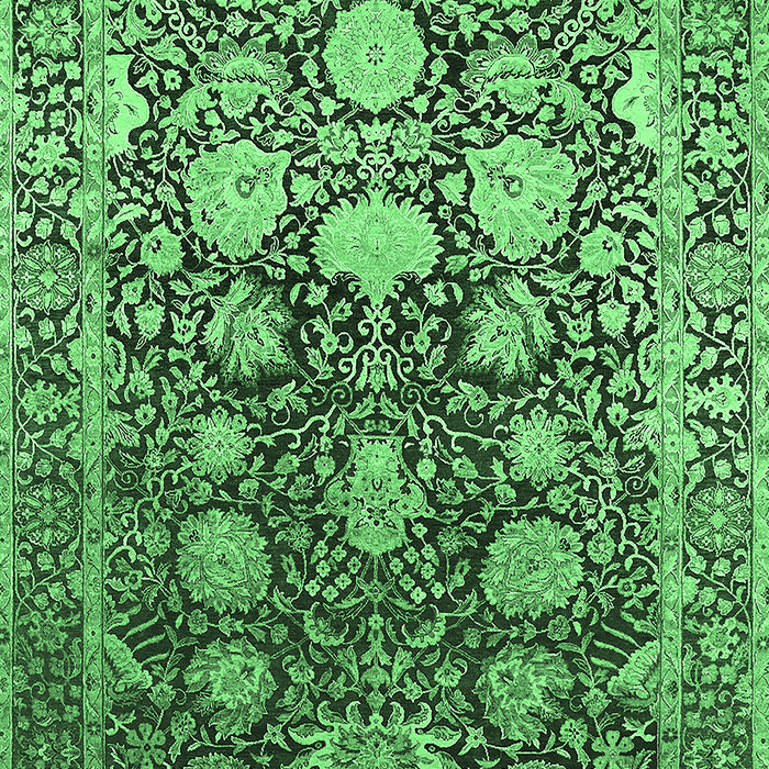 Machine Washable Oriental Emerald Green Industrial Area Rugs, wshurb1519emgrn