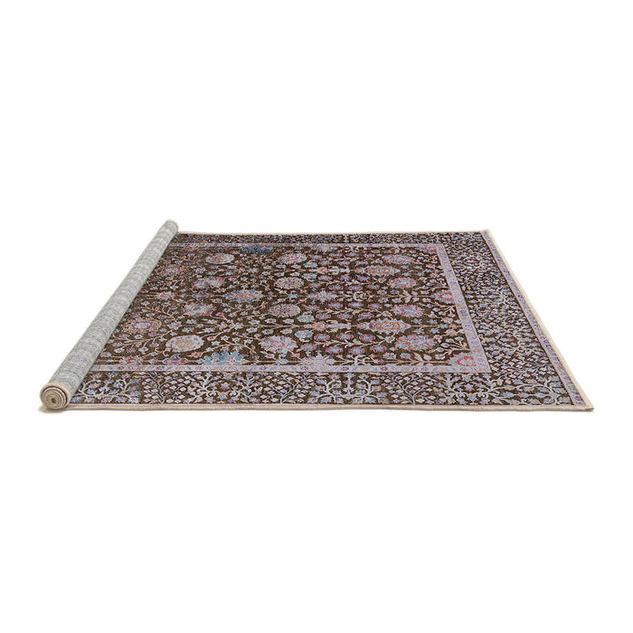 Sideview of Machine Washable Industrial Modern Silver Pink Rug, wshurb1520
