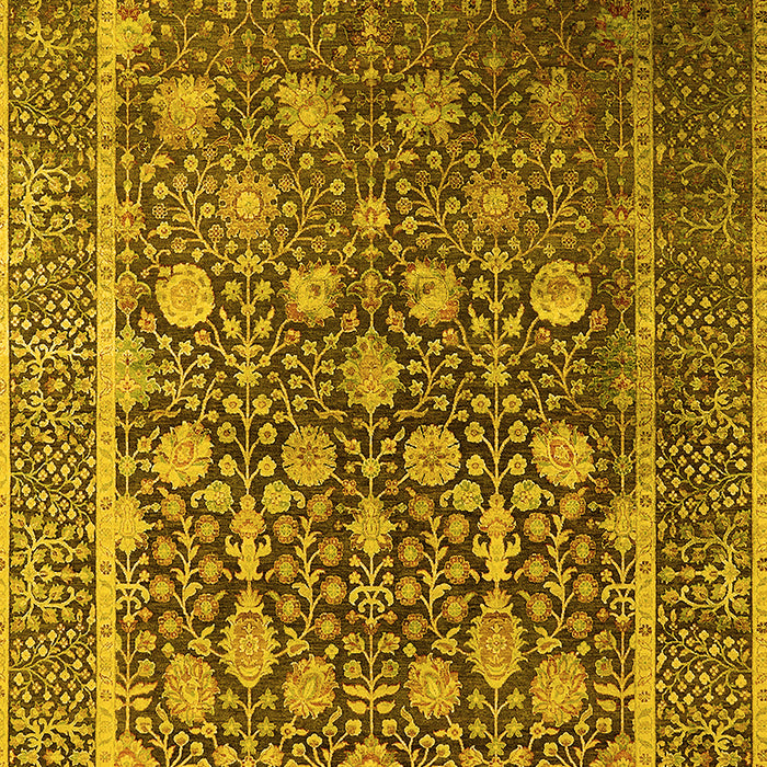 Machine Washable Oriental Yellow Industrial Rug, wshurb1520yw