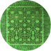 Round Oriental Green Industrial Rug, urb1520grn