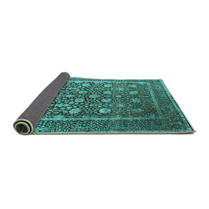 Sideview of Oriental Turquoise Industrial Rug, urb1520turq