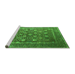 Sideview of Machine Washable Oriental Green Industrial Area Rugs, wshurb1520grn