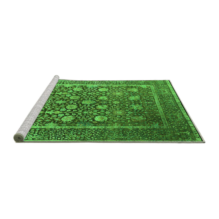 Sideview of Machine Washable Oriental Green Industrial Area Rugs, wshurb1520grn