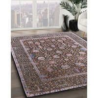 Mid-Century Modern Silver Pink Oriental Rug, urb1520