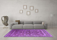 Machine Washable Oriental Purple Industrial Rug, wshurb1520pur