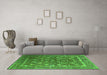 Machine Washable Oriental Green Industrial Area Rugs in a Living Room,, wshurb1520grn