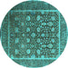 Round Oriental Turquoise Industrial Rug, urb1520turq