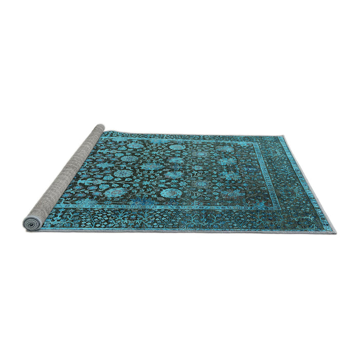 Sideview of Machine Washable Oriental Light Blue Industrial Rug, wshurb1520lblu