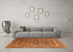 Machine Washable Oriental Orange Industrial Area Rugs in a Living Room, wshurb1520org