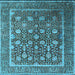 Square Machine Washable Oriental Light Blue Industrial Rug, wshurb1520lblu