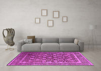 Machine Washable Oriental Pink Industrial Rug, wshurb1520pnk