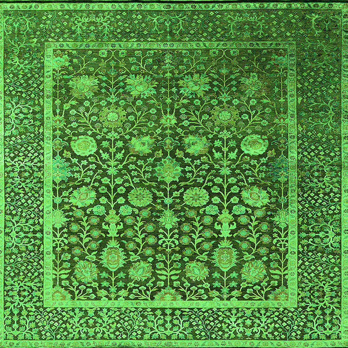 Square Oriental Green Industrial Rug, urb1520grn