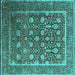 Square Oriental Turquoise Industrial Rug, urb1520turq