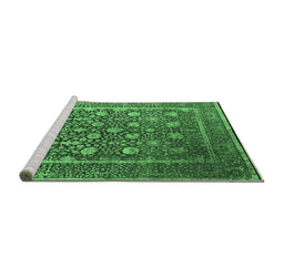 Sideview of Machine Washable Oriental Emerald Green Industrial Area Rugs, wshurb1520emgrn