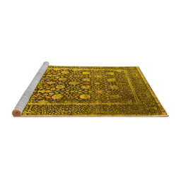 Sideview of Machine Washable Oriental Yellow Industrial Rug, wshurb1520yw