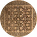 Round Oriental Brown Industrial Rug, urb1520brn