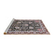 Sideview of Machine Washable Industrial Modern Bakers Brown Rug, wshurb1521