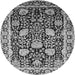 Round Oriental Gray Industrial Rug, urb1521gry