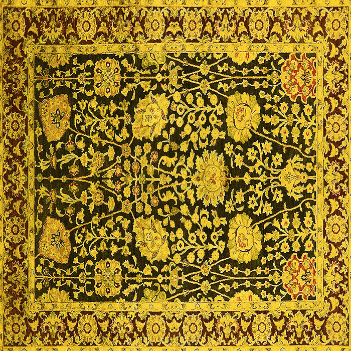 Square Machine Washable Oriental Yellow Industrial Rug, wshurb1521yw