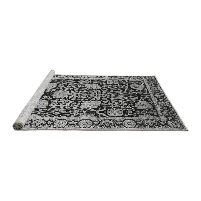 Sideview of Machine Washable Oriental Gray Industrial Rug, wshurb1521gry