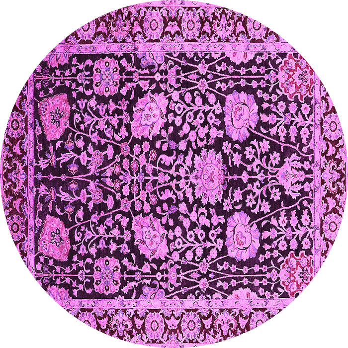 Round Oriental Pink Industrial Rug, urb1521pnk